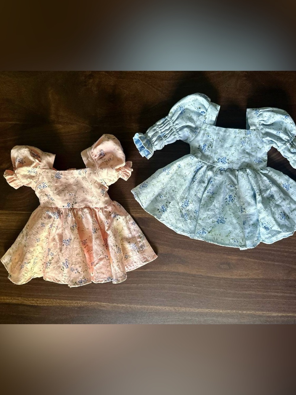 Set of Two Cottage Core Handmade 18” Doll Dresses